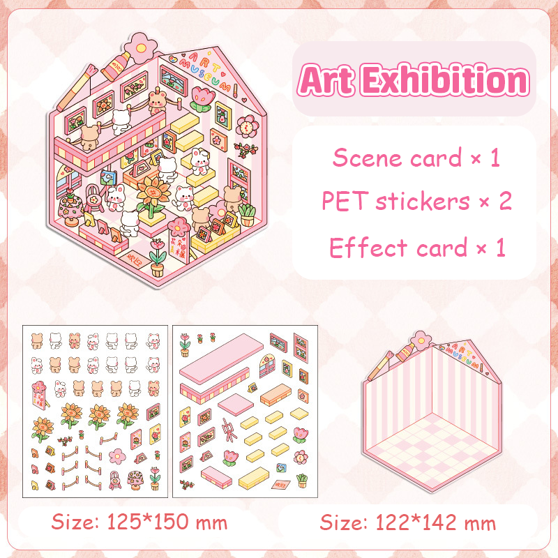 Popular Venues DIY 3D Sticker Collection - 8 Cute Miniature Scenes