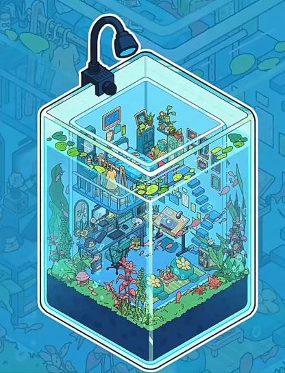 Glass Sea Cabin DIY 3D Sticker Collection - Cute Miniature Scene