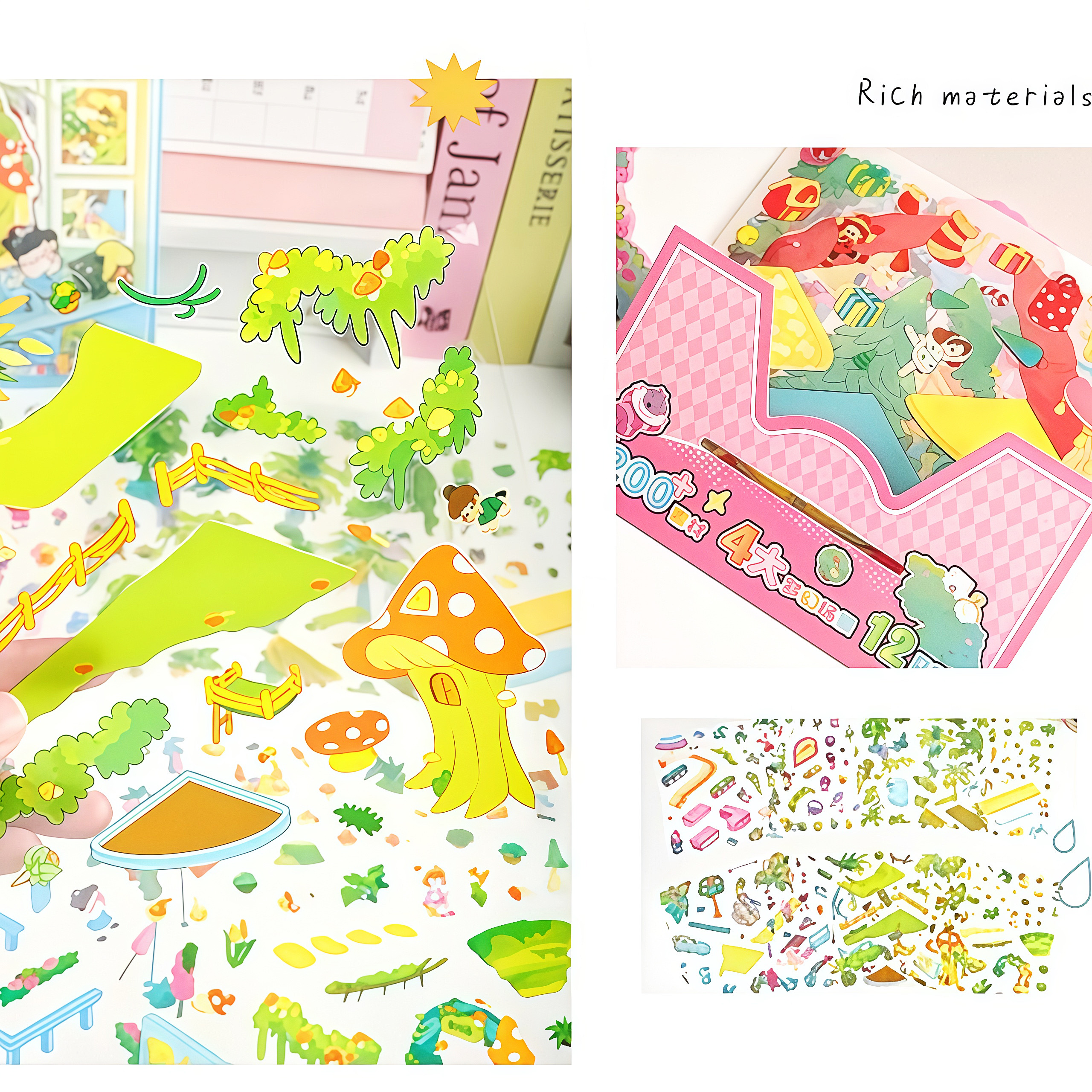DreamCraft Stories DIY 3D Sticker Collection -8 Cute Miniature Scenes
