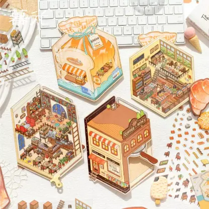 Bakery & Cafe DIY 3D Sticker Collection - 2 Cute Miniature Scenes