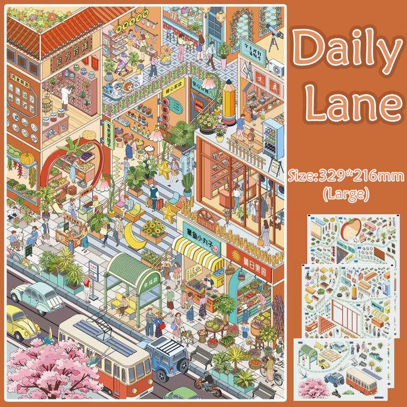 Sunspill Village DIY 3D Scene Stickers Collection - 4 Cute Miniature Scenes