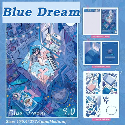 Blue Dream DIY 3D Sticker Collection - Cute Miniature Scene