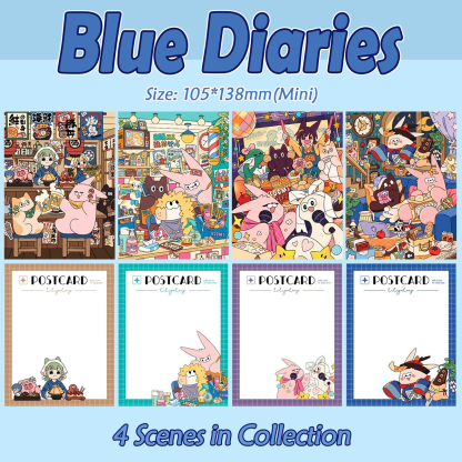 Cartoon Life DIY 3D Scene Stickers Collection & Postcards - 2 Cute Miniature Scenes