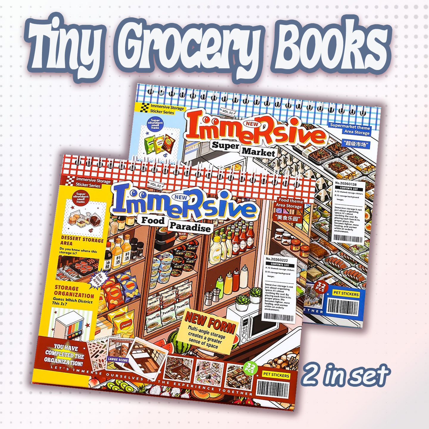 Tiny Grocery Books DIY 3D Scene Stickers - 2 Cute Miniature Scenes