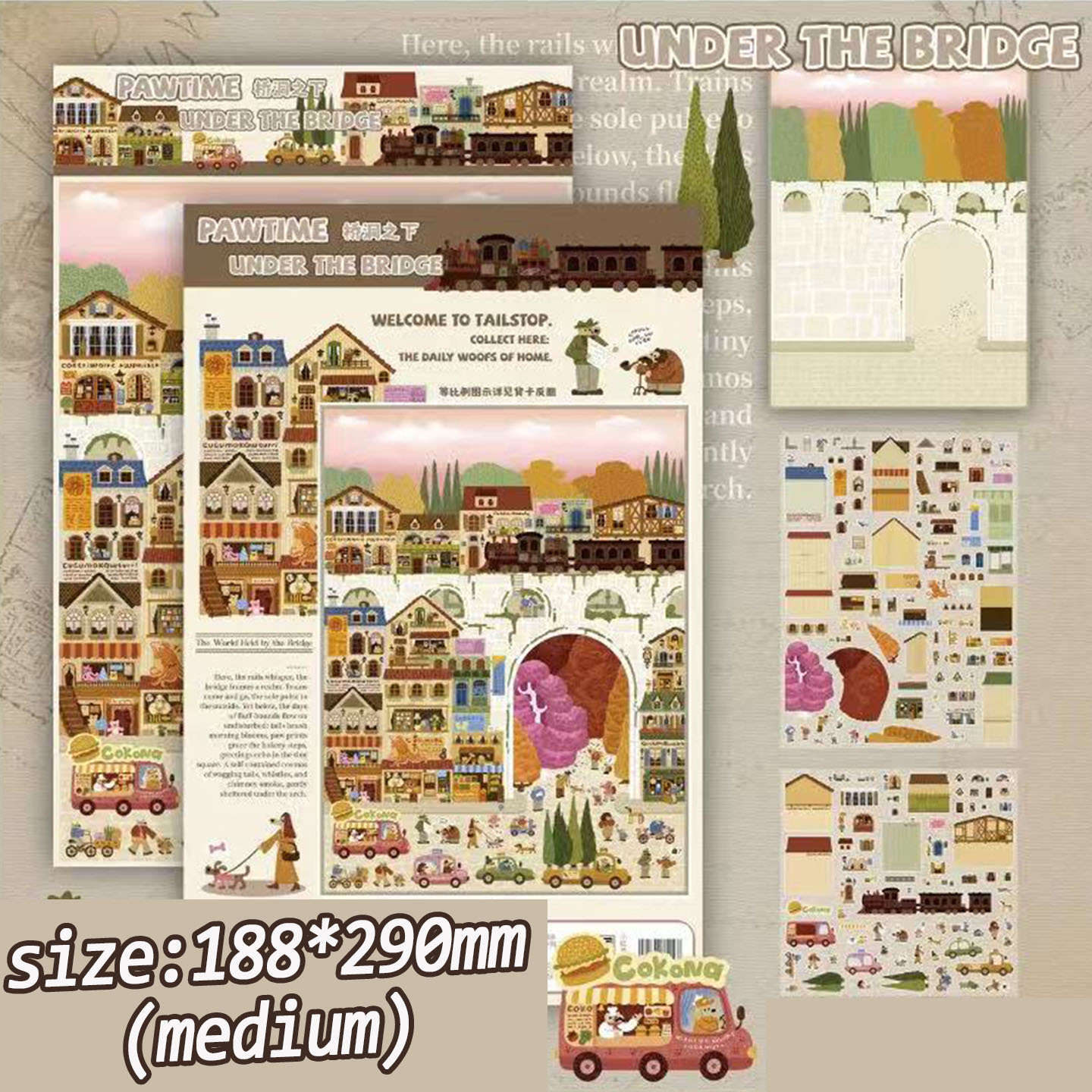 Whimsy Town DIY 3D Scene Stickers Collection -  Cute Miniature Scene