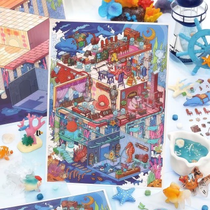 Ocean Club DIY 3D Scene Stickers - Miniature Scene