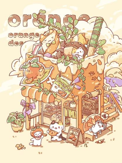 Kitten's Mini World DIY 3D Sticker Collection -4 Cute Miniature Scenes