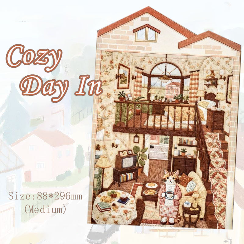 Puzzle Tale 3D Sticker Collection - 4 Cute Miniature Scenes  (with guidelines)