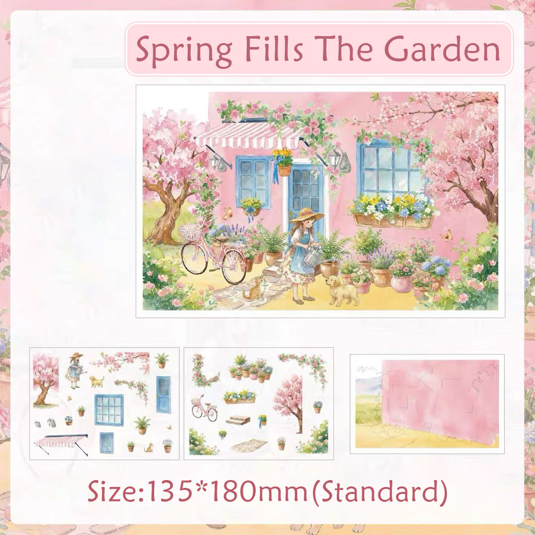 Seasons Cottage DIY 3D Scene Stickers Collection - 4 Cute Miniature Scenes