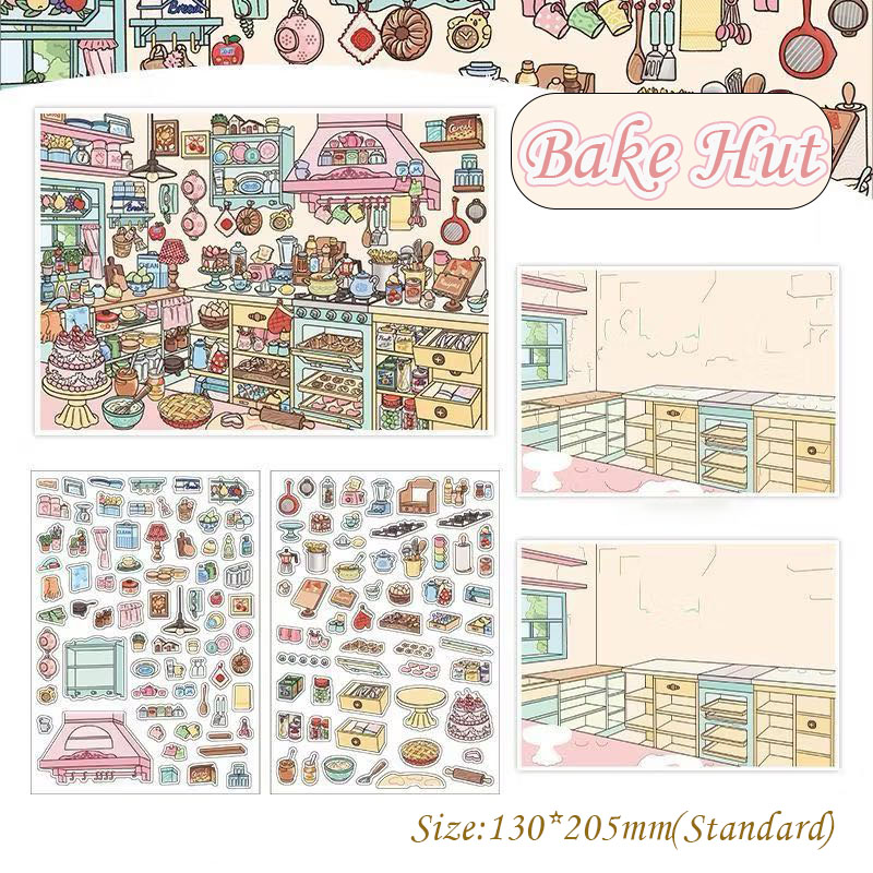 Tiny Manor DIY 3D Scene Stickers - 4 Cute Miniature Scenes