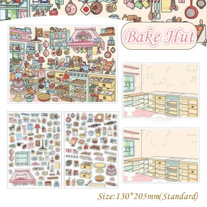 Tiny Manor DIY 3D Scene Stickers - 4 Cute Miniature Scenes