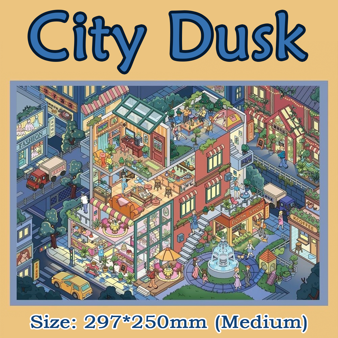 City Dusk DIY 3D Sticker Collection - Cute Miniature Scene