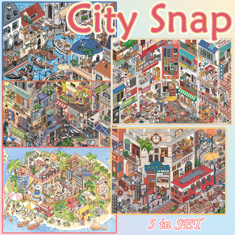 City Snap DIY 3D Sticker Collection - 5 Cute Miniature Scenes