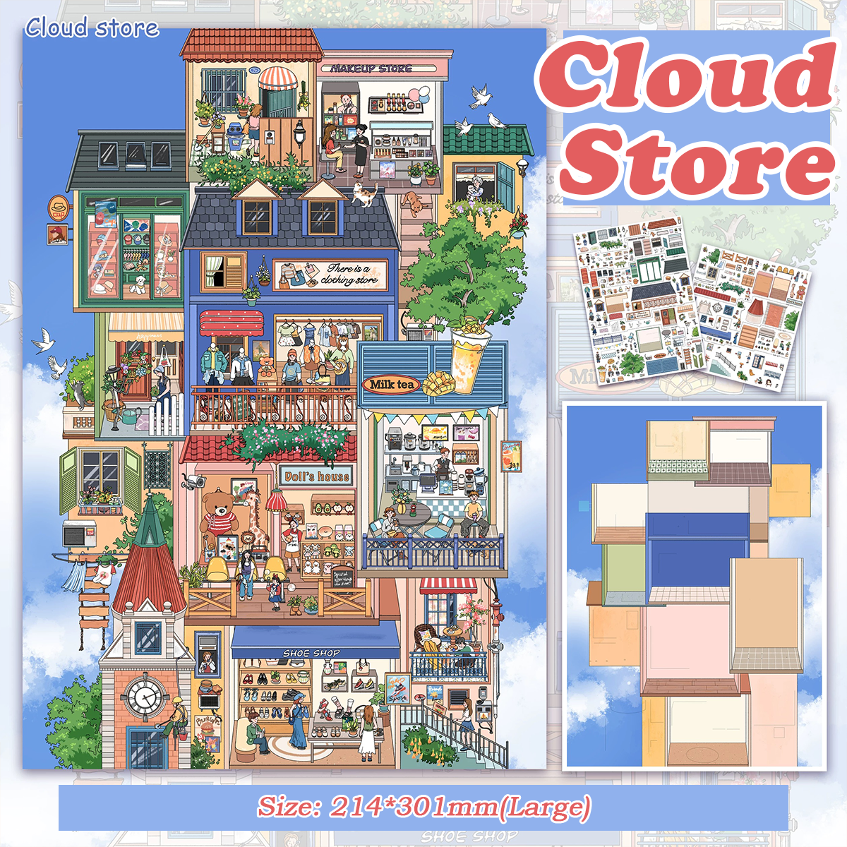 Airy Blocks DIY 3D Scene Stickers - 2 Cute Miniature Scenes (with guidelines)