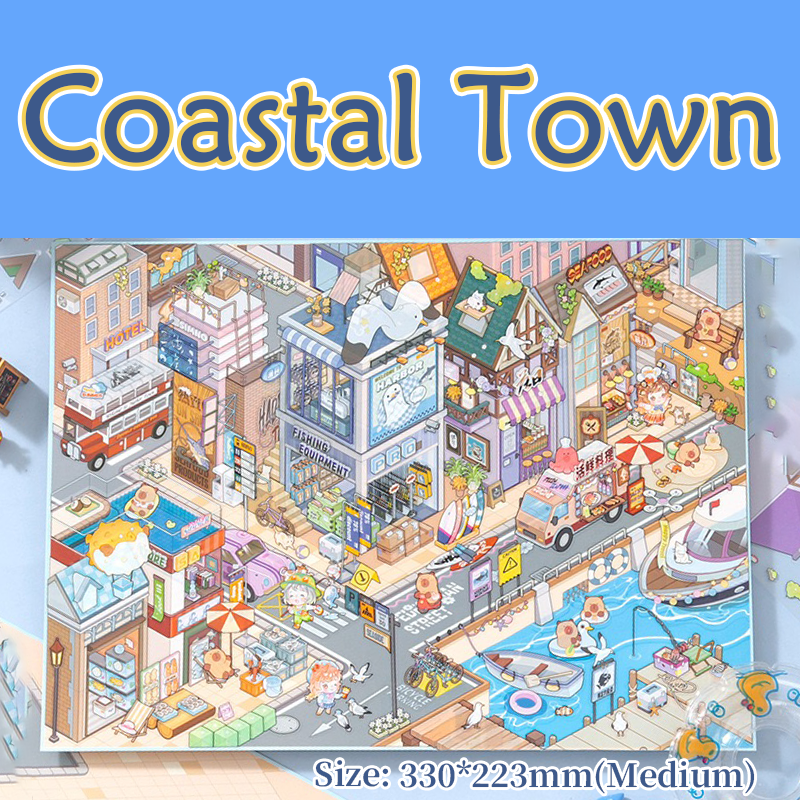 Tiny Town DIY 3D Scene Stickers - 2 Cute Miniature Scenes