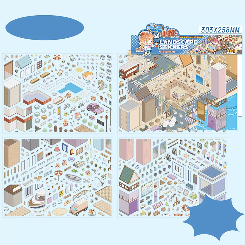 Tiny Town DIY 3D Scene Stickers - 2 Cute Miniature Scenes