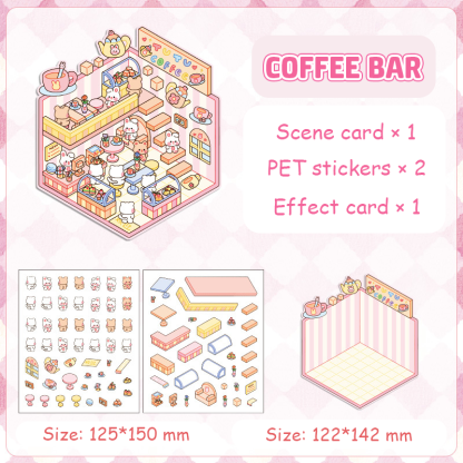Popular Venues DIY 3D Sticker Collection - 8 Cute Miniature Scenes