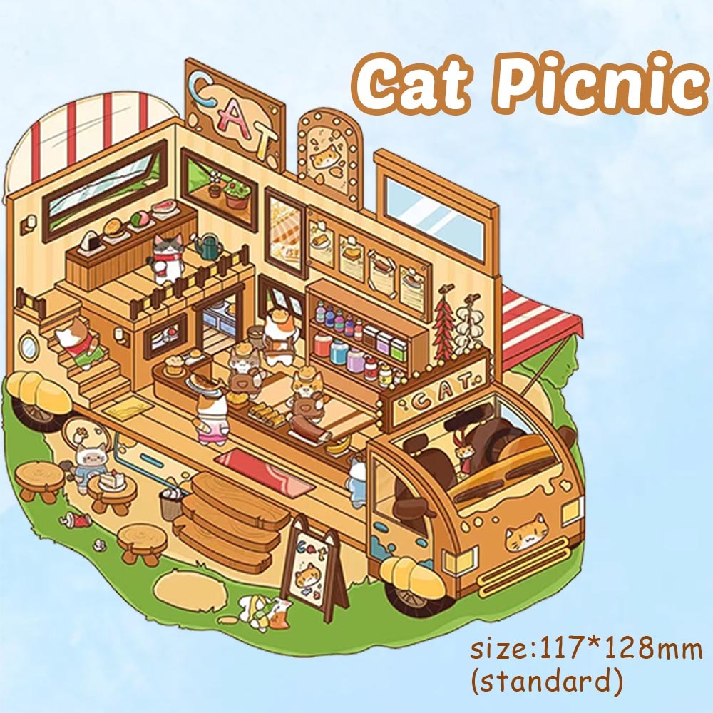 Tiny Critter Town DIY 3D Sticker Collection -4 Cute Miniature Scenes