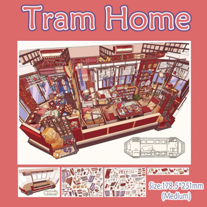 Retro Trek DIY 3D Scene Stickers Collection - 4 Cute Miniature Scenes