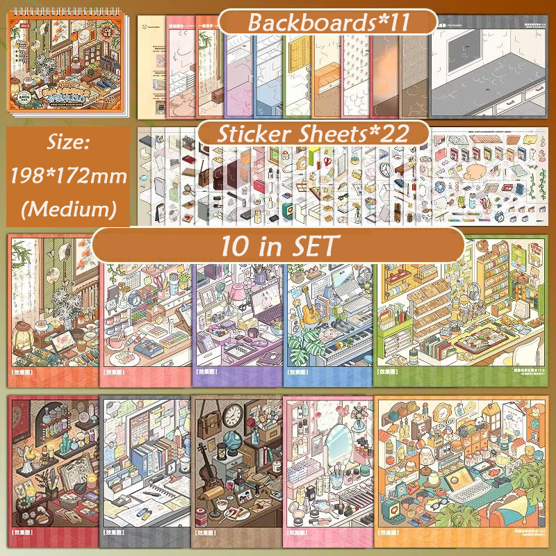 Desktop Storage Book DIY 3D Scene Stickers Collection - Cute Miniature Scene
