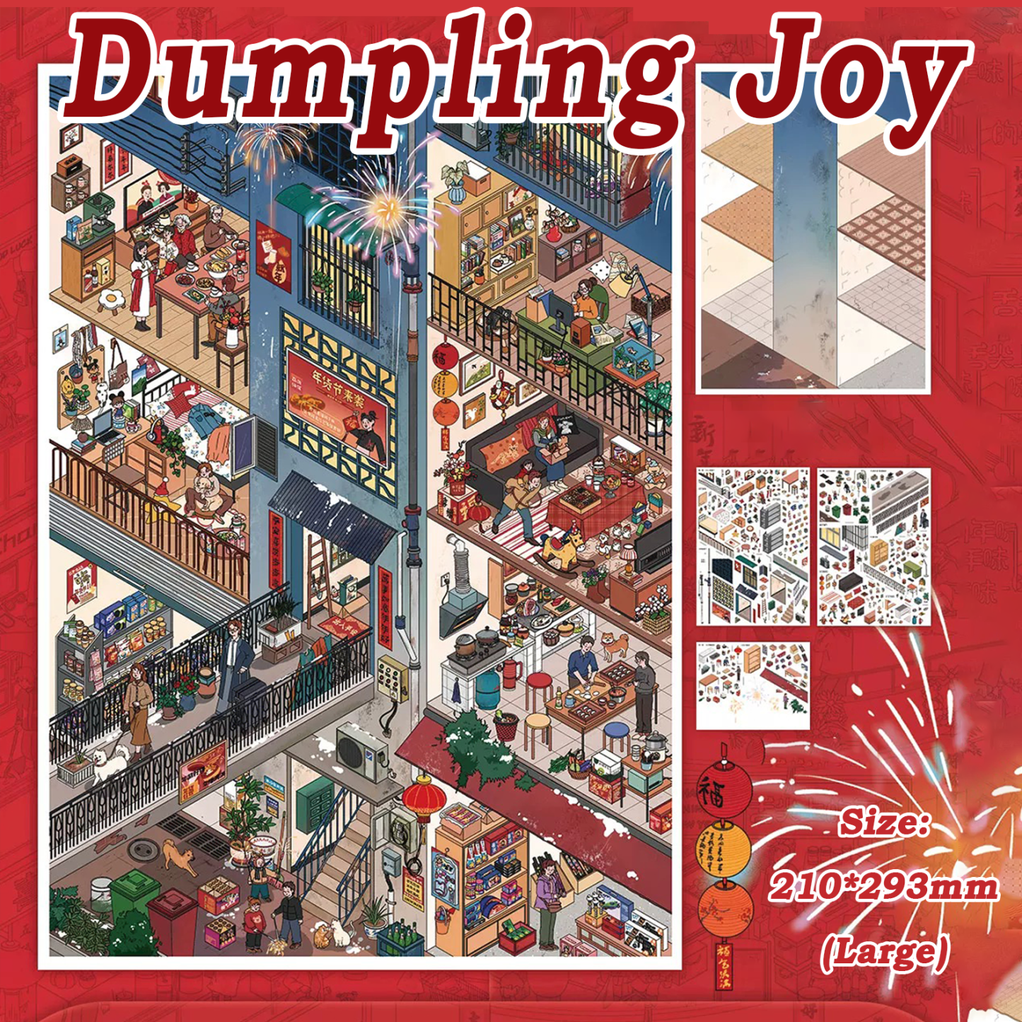 New Year Glow DIY 3D Scene Stickers - 2 Cute Miniature Scenes