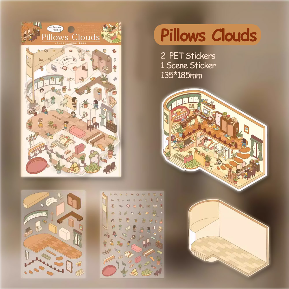 Whisper land DIY 3D Sticker Collection - 4 Cute Miniature Scenes