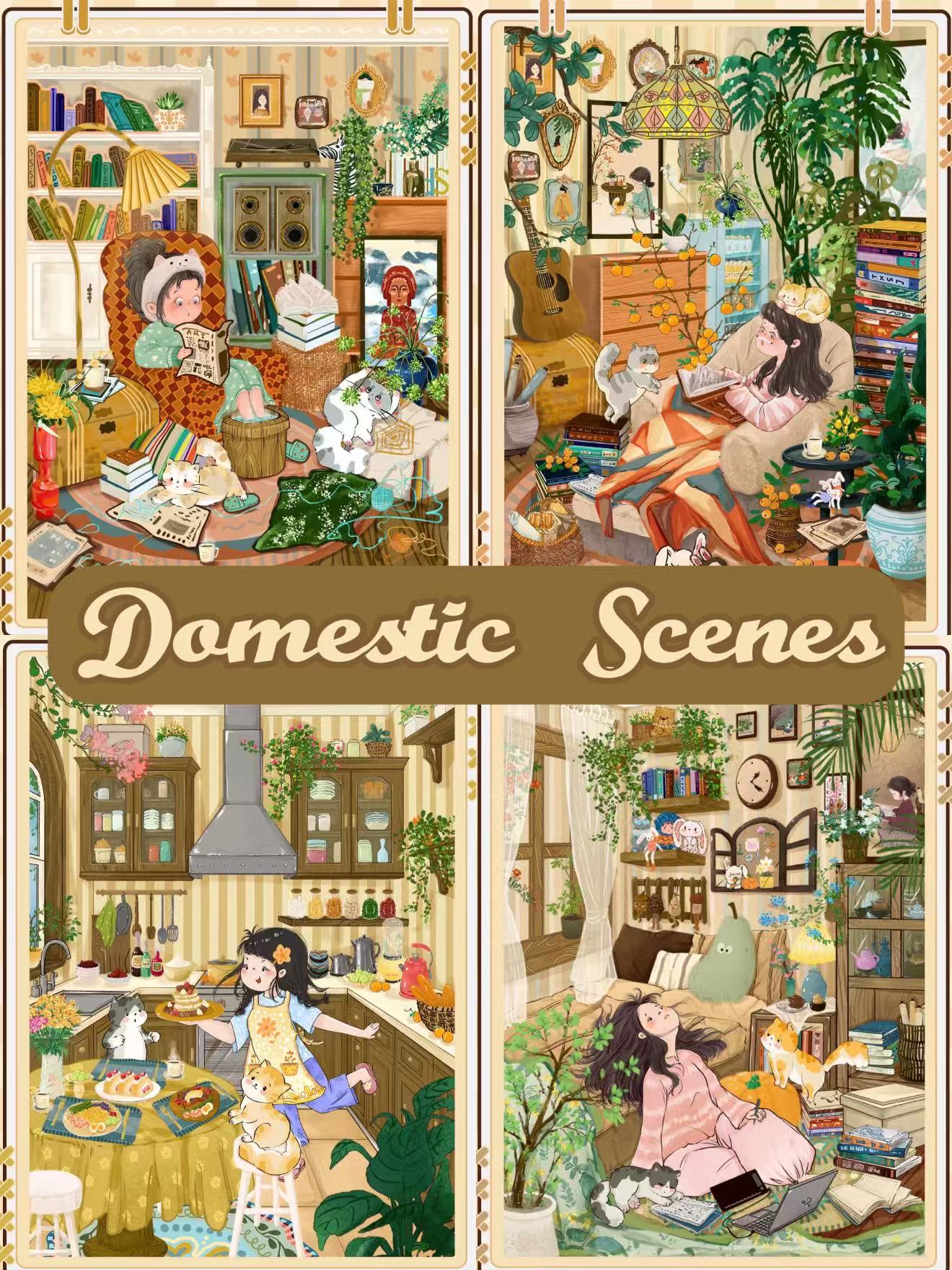 Domestic Scenes DIY 3D Sticker Collection - Cute Miniature Scene