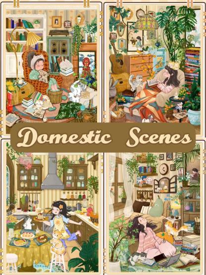 Domestic Scenes DIY 3D Sticker Collection - Cute Miniature Scene