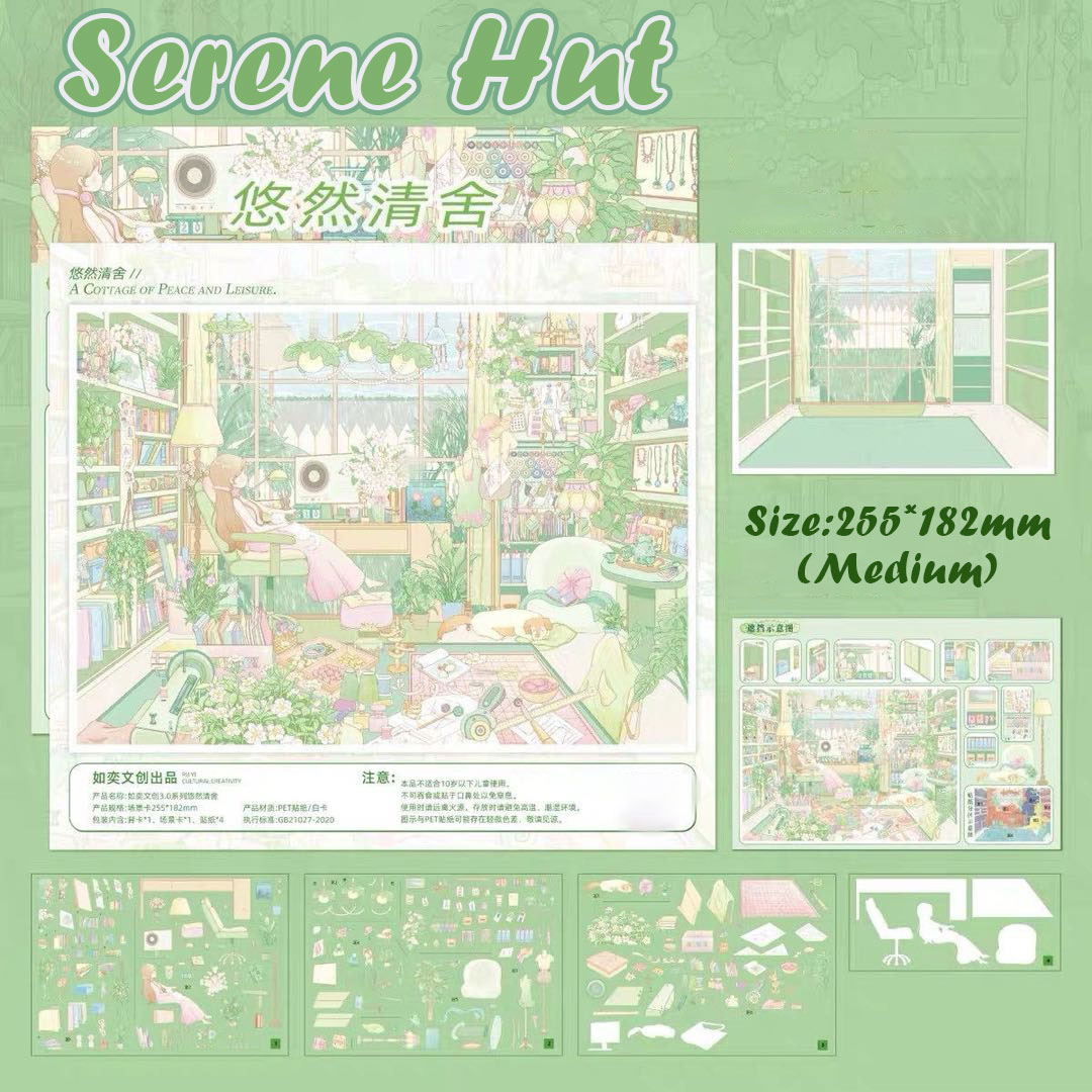 Warm Manor Tales DIY 3D Scene Stickers Collection - 5 Cute Miniature Scenes