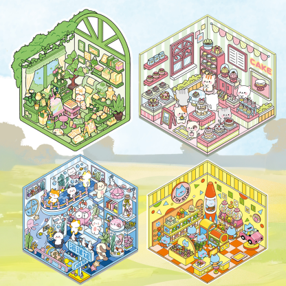 Puppy Life DIY 3D Sticker Collection - 14 Cute Miniature Scenes