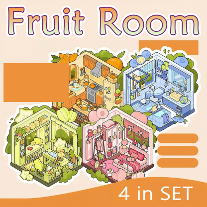 Fruit Room DIY 3D Sticker Collection - 4 Cute Miniature Scene