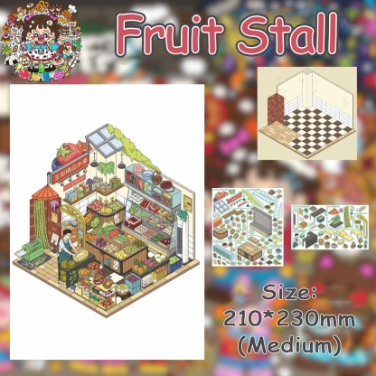 Bazaar Life DIY 3D Scene Stickers Collection - 4 Cute Miniature Scenes