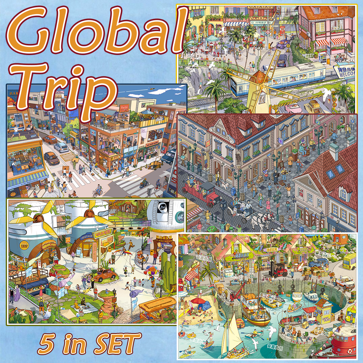 Global Trip DIY 3D Sticker Collection -4 Cute Miniature Scenes