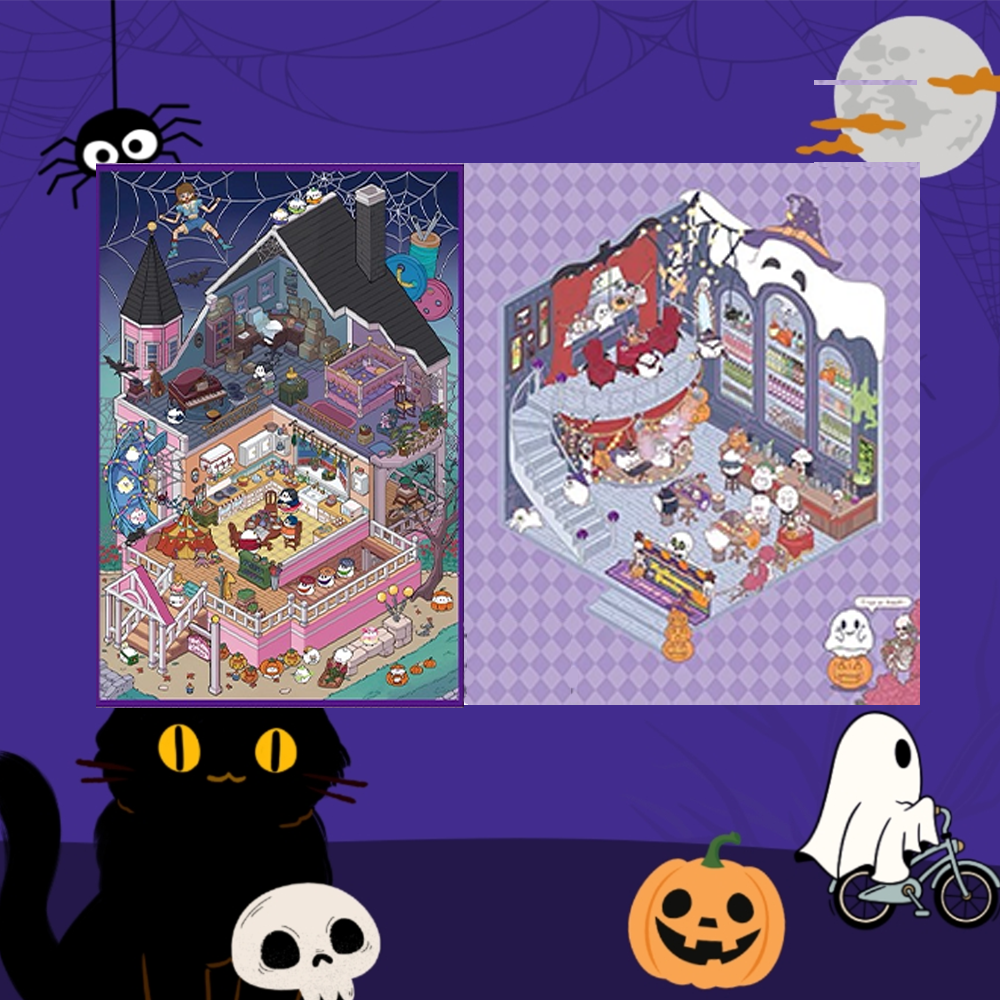 Halloween Party DIY 3D Sticker Collection - 2 Cute Miniature Scenes