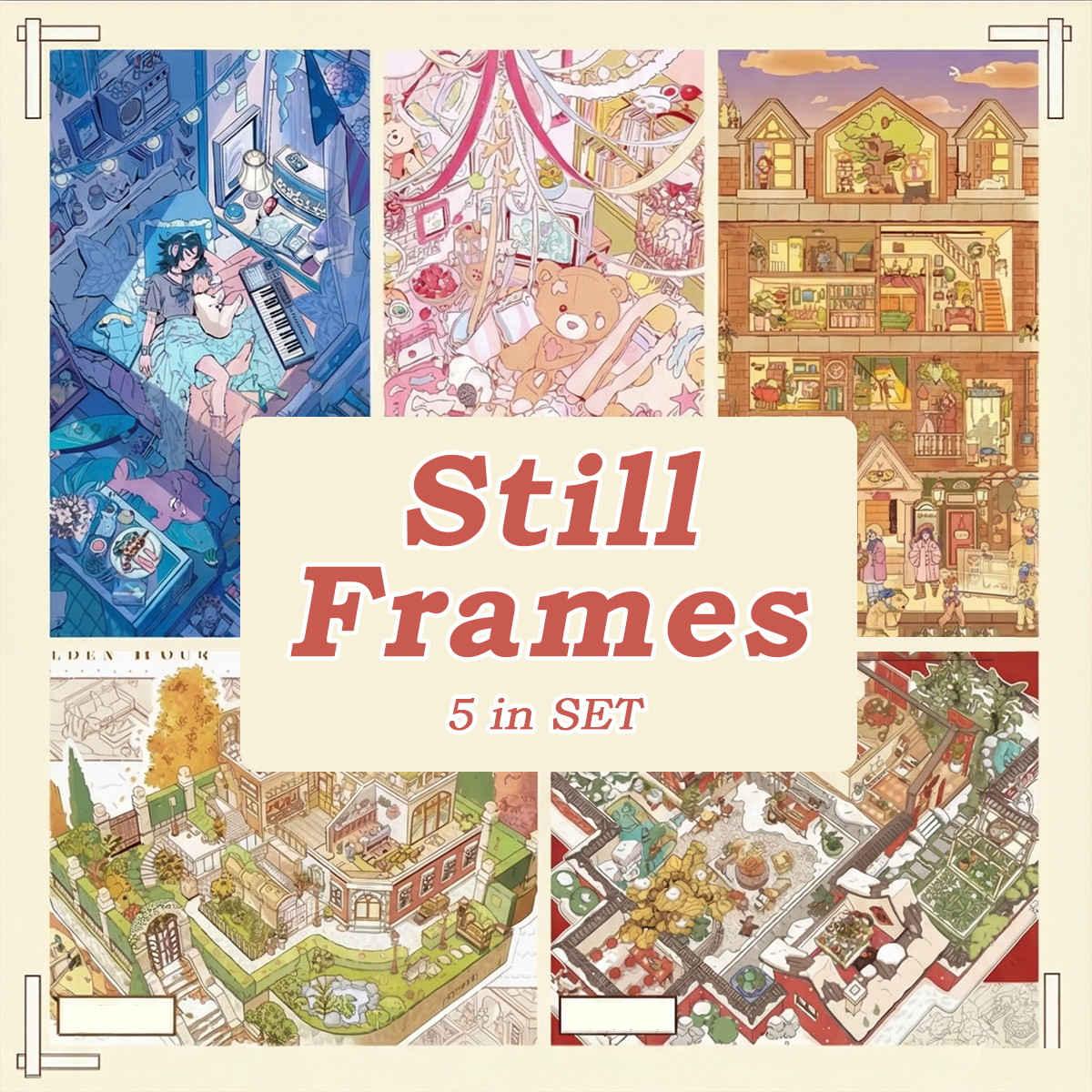 Still Frames DIY 3D Sticker Collection - 5 Cute Miniature Scene