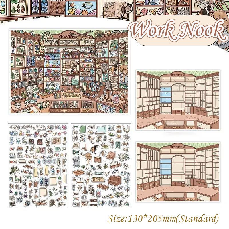Tiny Manor DIY 3D Scene Stickers - 4 Cute Miniature Scenes