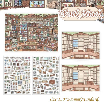 Tiny Manor DIY 3D Scene Stickers - 4 Cute Miniature Scenes