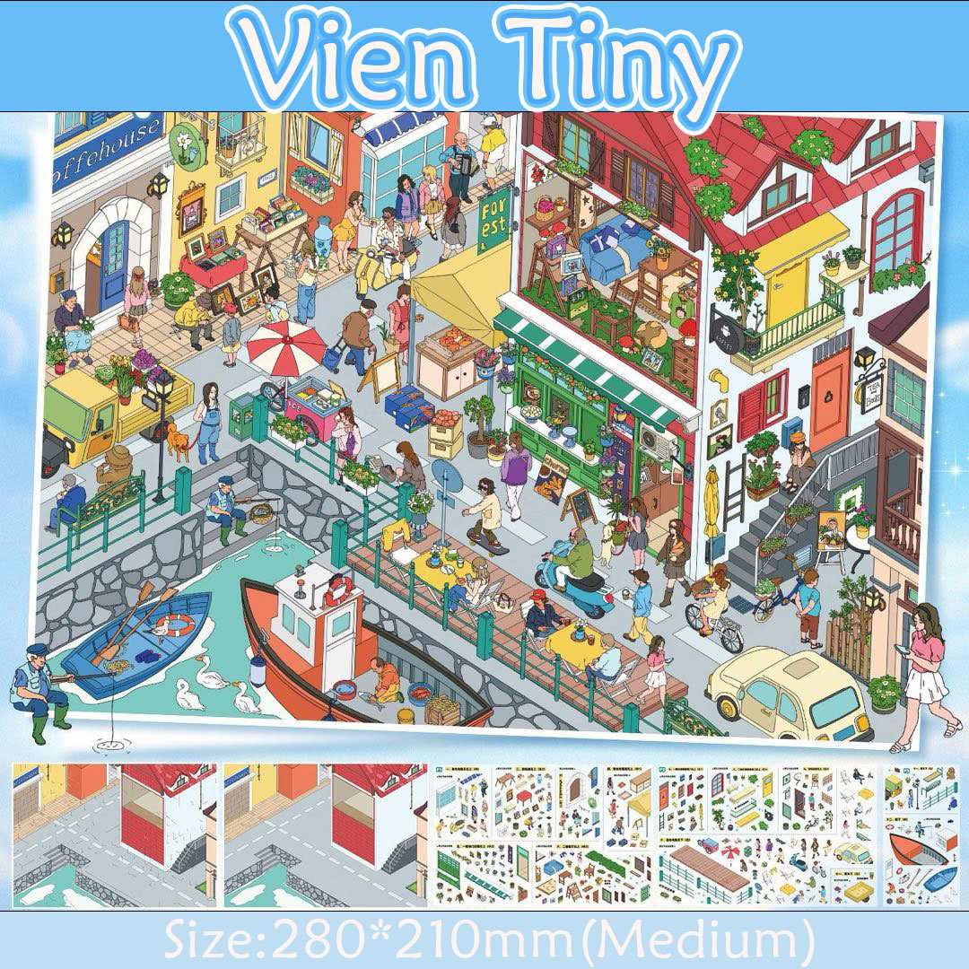 Vienna Villages DIY 3D Scene Stickers Collection - 2 Cute Miniature Scenes