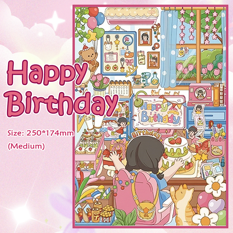 Happy Birthady DIY 3D Sticker Collection -  Cute Miniature Scene