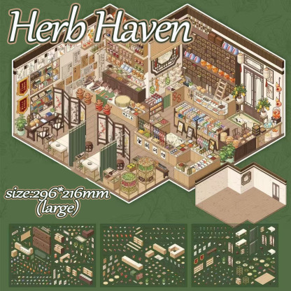 Big Vault & Market DIY 3D Scene Stickers Collection - 2 Cute Miniature Scenes