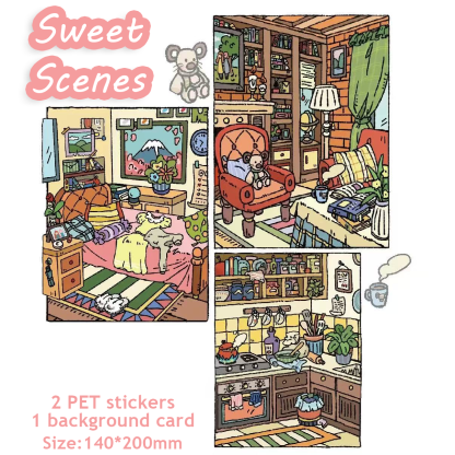 My Romance DIY 3D Sticker Collection - 4 Cute Miniature Scenes