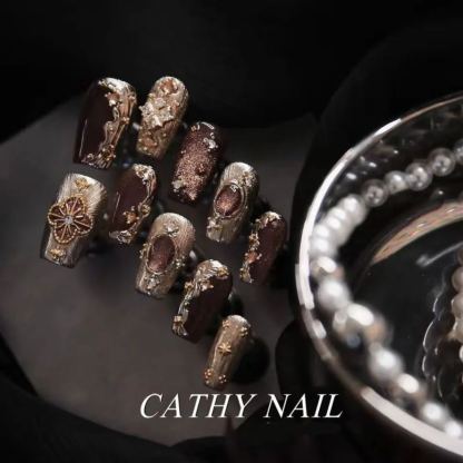 [Copy]Cat Eye Press-On Nails - Hand-Painted Magnetic Gel Nails