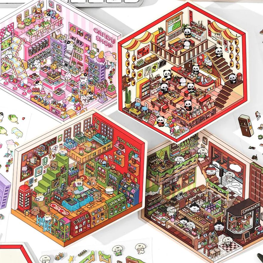 Chocolate Workshop DIY 3D Scene Stickers 4 Cute Miniature Scenes