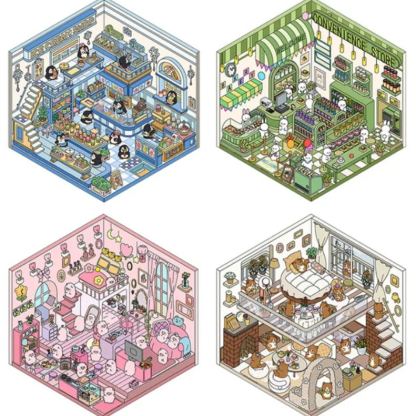 Cute Pet Shop DIY 3D Scene Stickers 4 Cute Miniature Scenes
