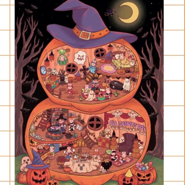 Pumpkin House DIY 3D Sticker Collection - Halloween Miniature Scenes