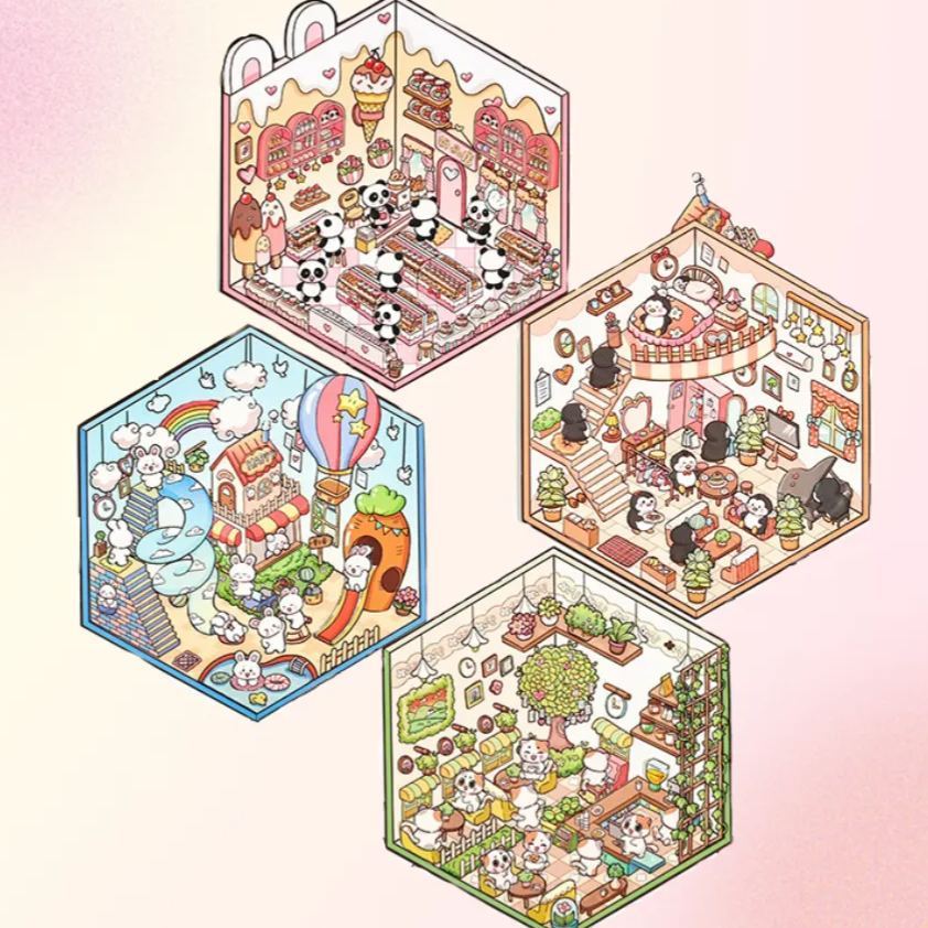 Dream Cottage Collection DIY 3D Scene Stickers - 4 Cute Miniature Scenes
