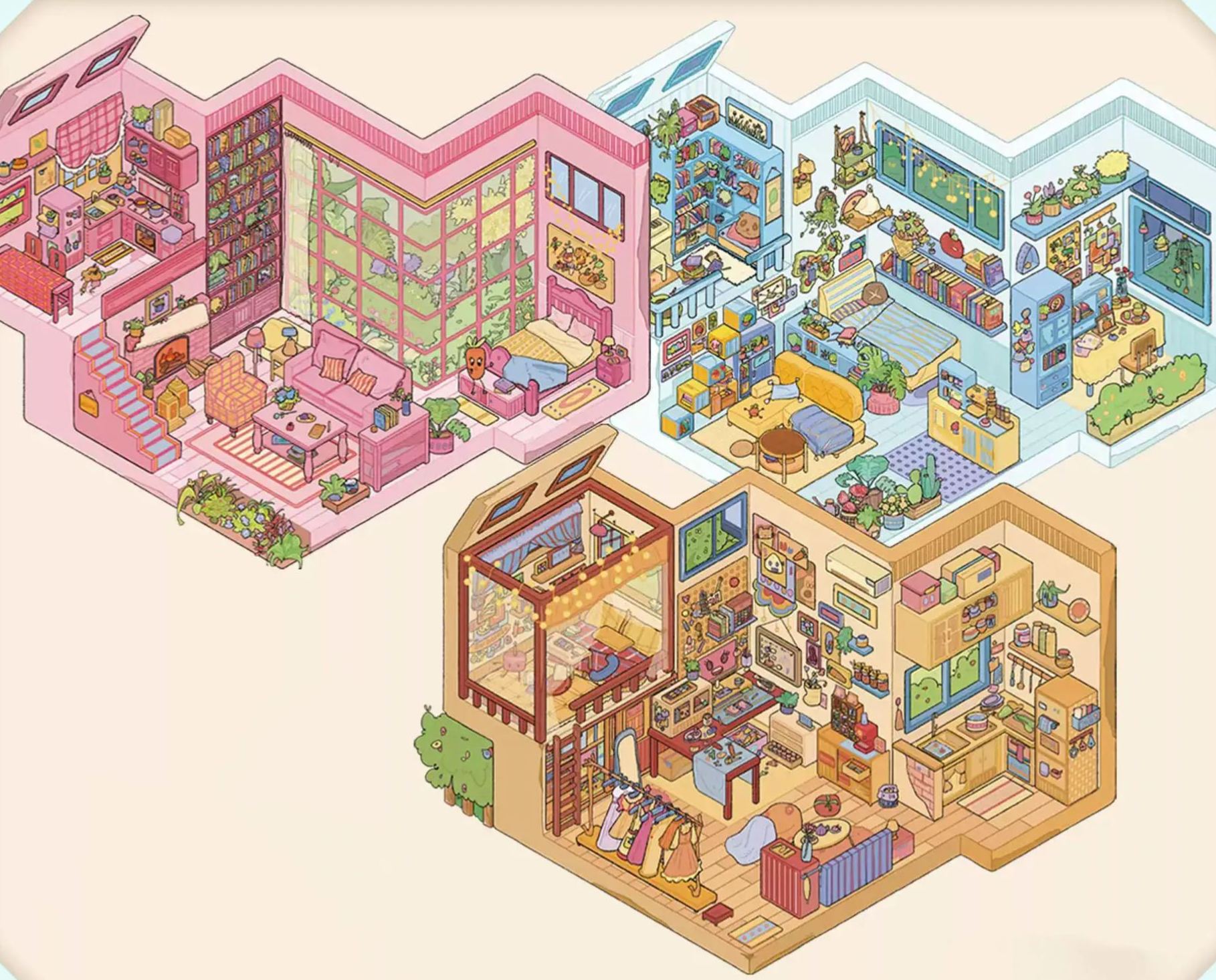 Daydream Apartment DIY 3D Sticker Collection - 3 Cute Miniature Scenes