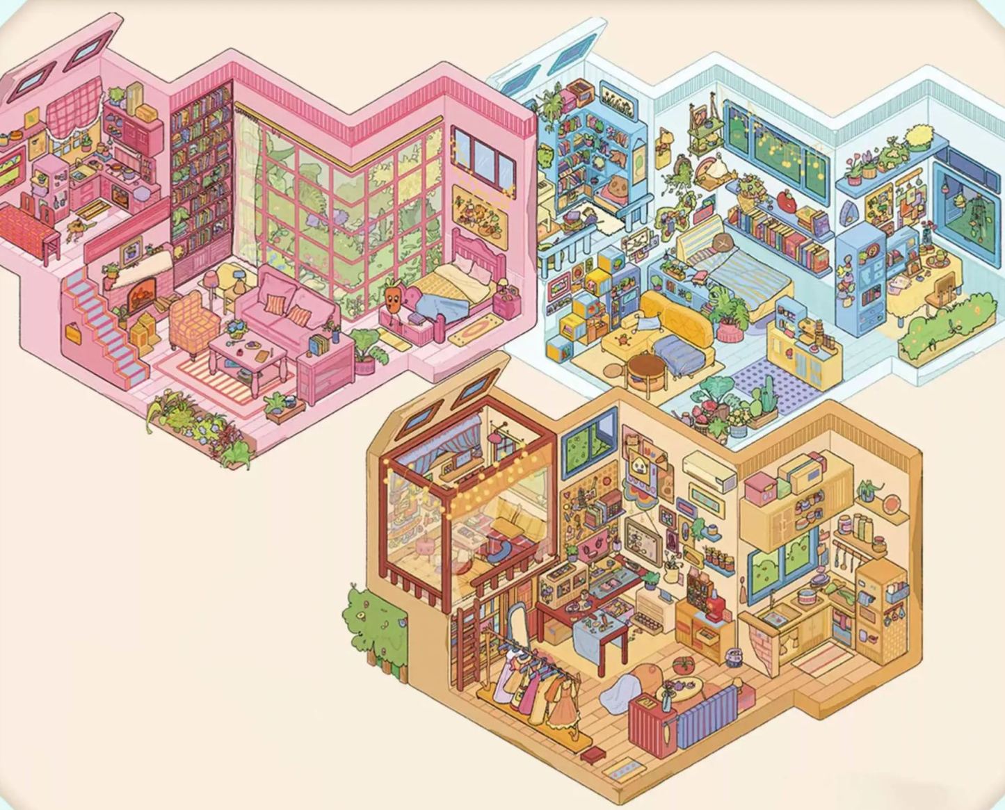 Daydream Apartment DIY 3D Sticker Collection - 3 Cute Miniature Scenes