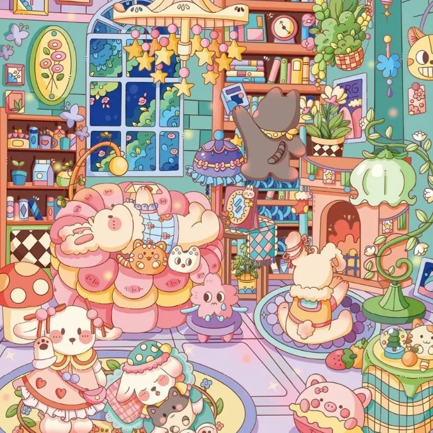 Bunny Homebody DIY 3D Scene Stickers - Cute Miniature Scene