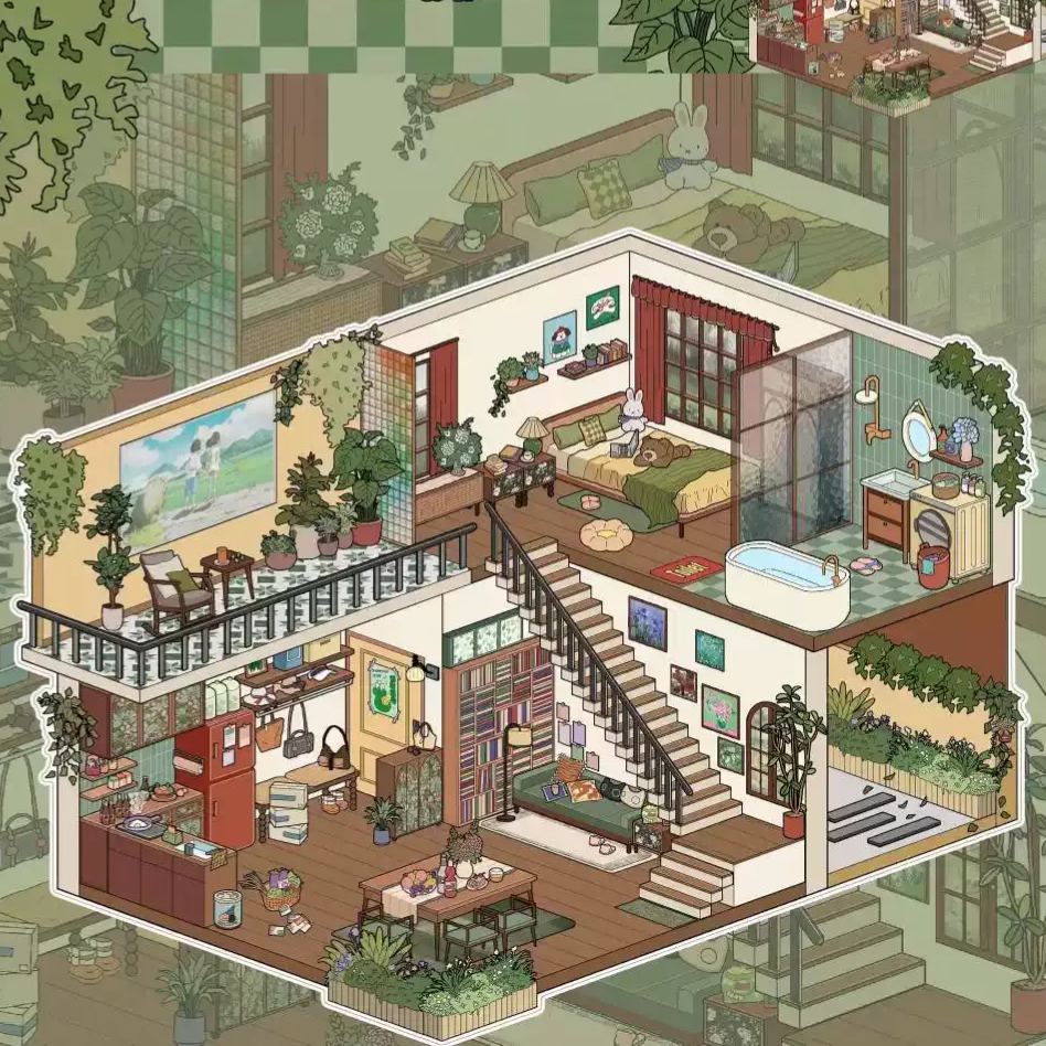 Leisure Imagination DIY 3D Sticker Collection - 2 Cute Miniature Scenes